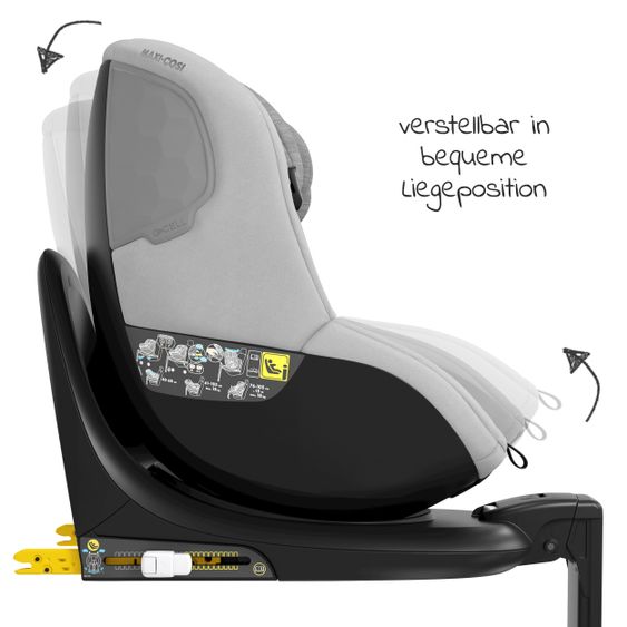 Maxi-Cosi Reboarder-Kindersitz Mica i-Size 360° Geburt-4 Jahre (40-105 cm) Isofix-Basis, Sitzschoner, Organizer - Authentic Grey