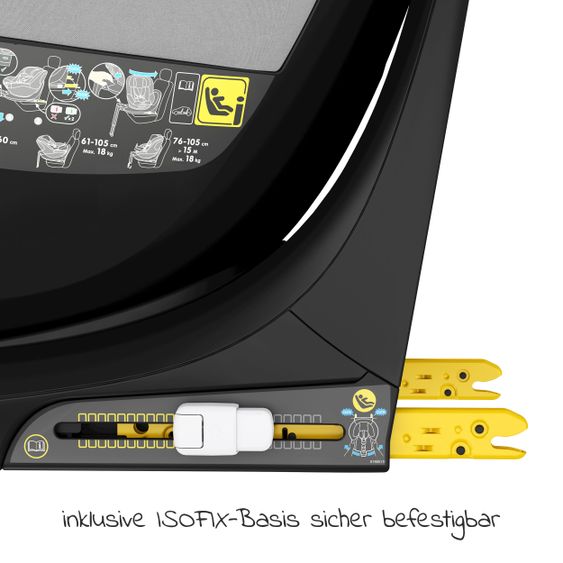 Maxi-Cosi Reboarder-Kindersitz Mica i-Size 360° Geburt-4 Jahre (40-105 cm) Isofix-Basis, Sitzschoner, Organizer - Authentic Grey