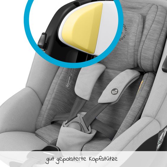 Maxi-Cosi Reboarder-Kindersitz Mica i-Size 360° Geburt-4 Jahre (40-105 cm) Isofix-Basis, Sitzschoner, Organizer - Authentic Grey