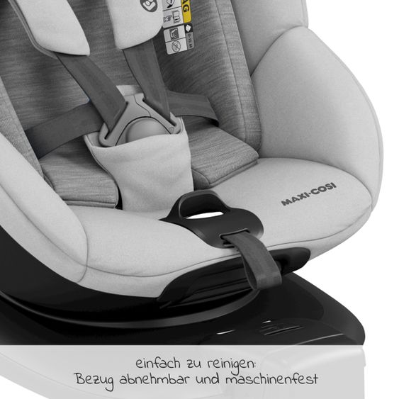 Maxi-Cosi Reboarder-Kindersitz Mica i-Size 360° Geburt-4 Jahre (40-105 cm) Isofix-Basis, Sitzschoner, Organizer - Authentic Grey