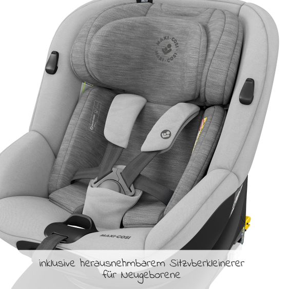 Maxi-Cosi Reboarder-Kindersitz Mica i-Size 360° Geburt-4 Jahre (40-105 cm) Isofix-Basis, Sitzschoner, Organizer - Authentic Grey