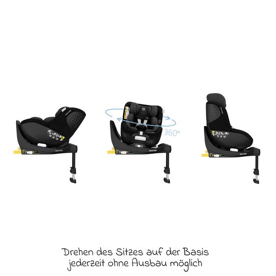 Maxi-Cosi Reboarder-Kindersitz Mica Pro Eco i-Size drehbar ab 0 Monate - 4 Jahre (40 cm - 105 cm) mit Isofix-Basis - Authentic Black