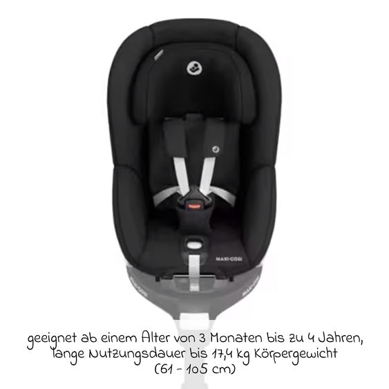 Maxi-Cosi Reboarder child seat Pearl 360 from 3 months - 4 years (61 cm - 105 cm) 0-17.4 kg swivel with G-Cell side impact protection - Authentic Black