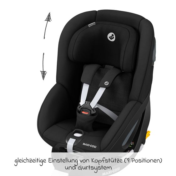 Maxi-Cosi Reboarder child seat Pearl 360 from 3 months - 4 years (61 cm - 105 cm) 0-17.4 kg swivel with G-Cell side impact protection - Authentic Black