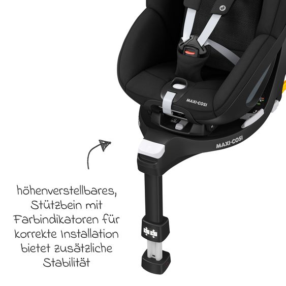 Maxi-Cosi Reboarder child seat Pearl 360 from 3 months - 4 years (61 cm - 105 cm) 0-17.4 kg swivel with G-Cell side impact protection - Authentic Black