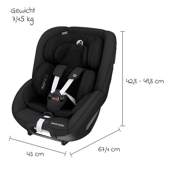 Maxi-Cosi Reboarder child seat Pearl 360 from 3 months - 4 years (61 cm - 105 cm) 0-17.4 kg swivel with G-Cell side impact protection - Authentic Black