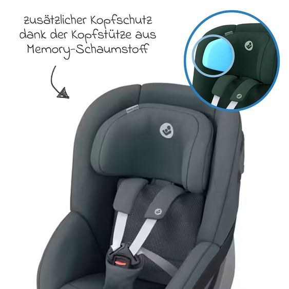 Maxi-Cosi Reboarder-Kindersitz Pearl 360 ab 3 Monate - 4 Jahre (61 cm - 105 cm) 0-17,4 kg drehbar mit G-Cell-Seitenaufprallschutz - Authentic Graphite