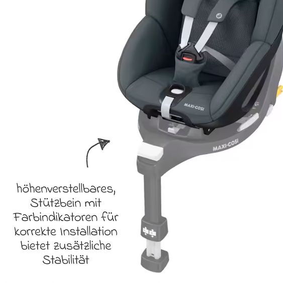 Maxi-Cosi Reboarder-Kindersitz Pearl 360 ab 3 Monate - 4 Jahre (61 cm - 105 cm) 0-17,4 kg drehbar mit G-Cell-Seitenaufprallschutz - Authentic Graphite