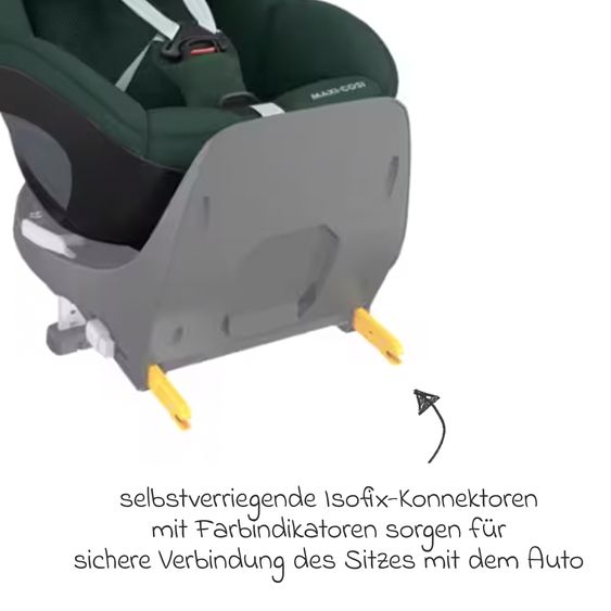 Maxi-Cosi Reboarder child seat Pearl 360 from 3 months - 4 years (61 cm - 105 cm) 0-17.4 kg swivel with G-Cell side impact protection - Authentic Green