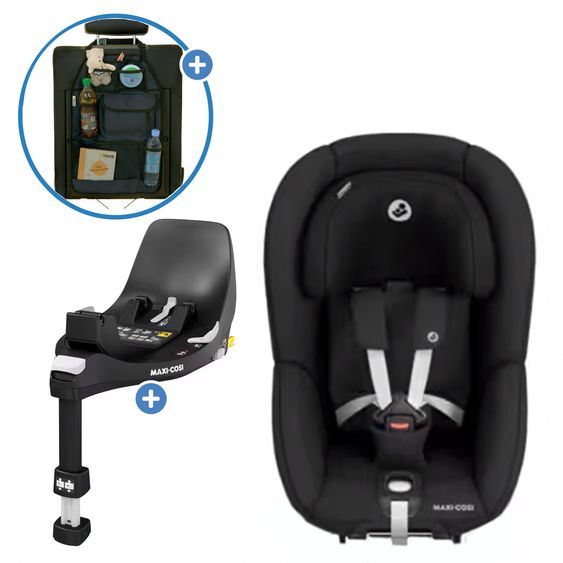 Maxi-Cosi Seggiolino Reboarder Pearl 360 ruotabile da 3 mesi a 4 anni (61 cm - 105 cm) 0-17,4 kg con base Isofix FamilyFix 360 e protezione dello schienale - Nero autentico