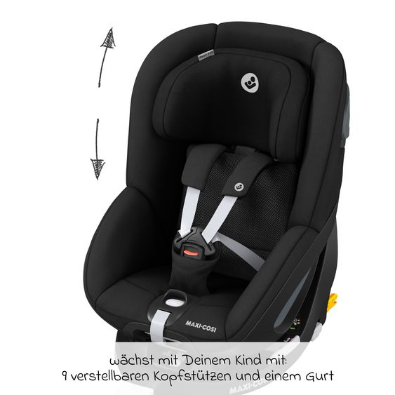 Maxi-Cosi Reboarder-Kindersitz Pearl 360 drehbar ab 3 Monate - 4 Jahre (61 cm - 105 cm) 0-17,4 kg inkl. Isofix-Basis FamilyFix 360 & Rückenlehnenschutz - Authentic Black