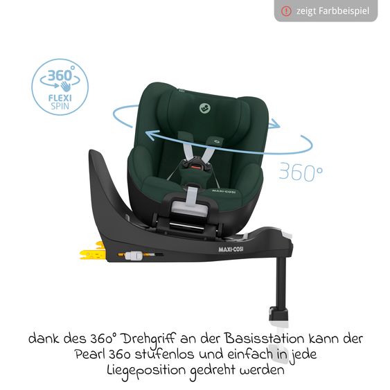 Maxi-Cosi Reboarder-Kindersitz Pearl 360 drehbar ab 3 Monate - 4 Jahre (61 cm - 105 cm) 0-17,4 kg inkl. Isofix-Basis FamilyFix 360 & Rückenlehnenschutz - Authentic Black