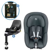 Reboarder-Kindersitz Pearl 360 drehbar ab 3 Monate - 4 Jahre (61 cm - 105 cm) 0-17,4 kg inkl. Isofix-Basis FamilyFix 360 & Rückenlehnenschutz - Authentic Graphite