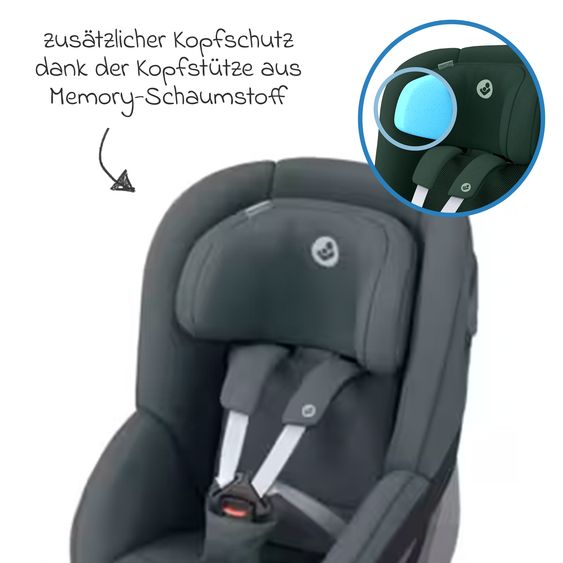 Maxi-Cosi Reboarder-Kindersitz Pearl 360 drehbar ab 3 Monate - 4 Jahre (61 cm - 105 cm) 0-17,4 kg inkl. Isofix-Basis FamilyFix 360 & Rückenlehnenschutz - Authentic Green