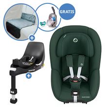 Reboarder-Kindersitz Pearl 360 drehbar ab 3 Monate - 4 Jahre (61 cm - 105 cm) 0-17,4 kg inkl. Isofix-Basis FamilyFix 360, Schutzunterlage & Schnullertasche - Authentic Green