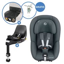 Reboarder-Kindersitz Pearl 360 drehbar ab 3 Monate - 4 Jahre (61 cm - 105 cm) 0-17,4 kg inkl. Isofix-Basis FamilyFix 360, Schutzunterlage & Spieluhr - Authentic Graphite