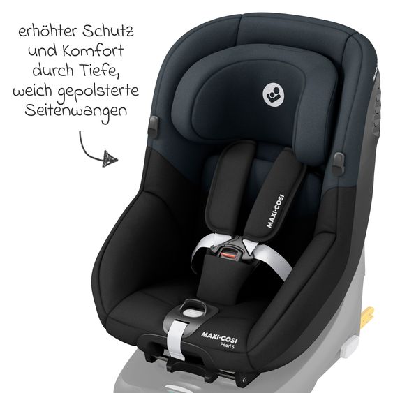 Maxi-Cosi Reboarder child seat Pearl S i-Size from 3 months - 4 years (61 cm - 105 cm) incl. Isofix base FamilyFix S & backrest protector - Tonal Black