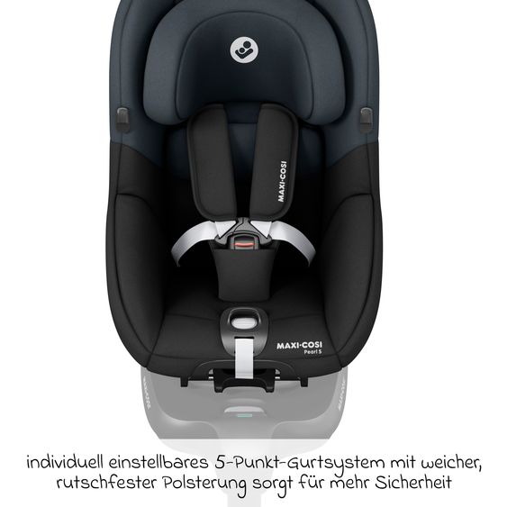 Maxi-Cosi Reboarder-Kindersitz Pearl S i-Size ab 3 Monate - 4 Jahre (61 cm - 105 cm) inkl. Isofix-Basis FamilyFix S & Rückenlehnenschutz - Tonal Black