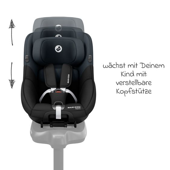 Maxi-Cosi Reboarder-Kindersitz Pearl S i-Size ab 3 Monate - 4 Jahre (61 cm - 105 cm) inkl. Isofix-Basis FamilyFix S & Rückenlehnenschutz - Tonal Black