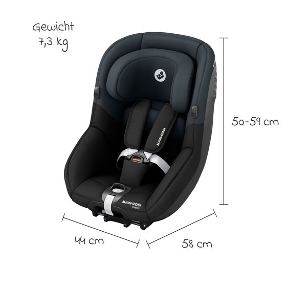 Maxi-Cosi Reboarder-Kindersitz Pearl S i-Size ab 3 Monate - 4 Jahre (61 cm - 105 cm) inkl. Isofix-Basis FamilyFix S & Rückenlehnenschutz - Tonal Black