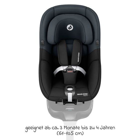 Maxi-Cosi Reboarder-Kindersitz Pearl S i-Size ab 3 Monate - 4 Jahre (61 cm - 105 cm) inkl. Isofix-Basis FamilyFix S & Rückenlehnenschutz - Tonal Black