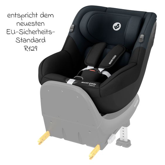 Maxi-Cosi Reboarder-Kindersitz Pearl S i-Size ab 3 Monate - 4 Jahre (61 cm - 105 cm) inkl. Isofix-Basis FamilyFix S & Rückenlehnenschutz - Tonal Black