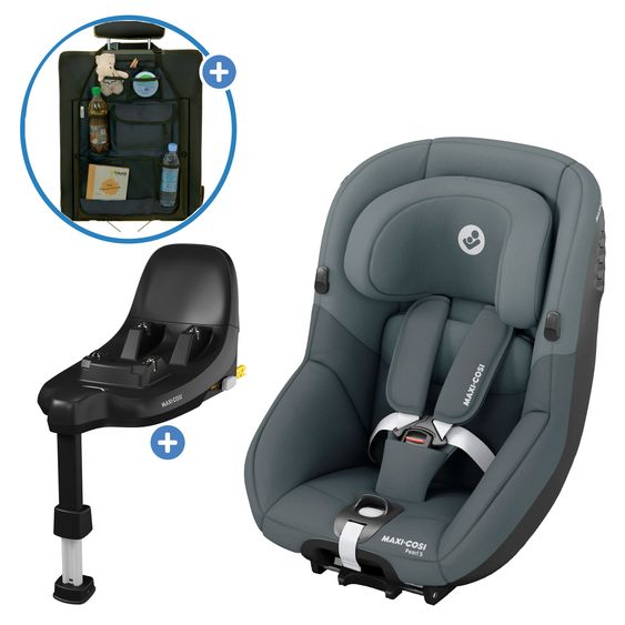 Maxi-Cosi Seggiolino Reboarder Pearl S i-Size da 3 mesi a 4 anni (61 cm - 105 cm) con base Isofix FamilyFix S e protezione schienale - Tonal Graphite