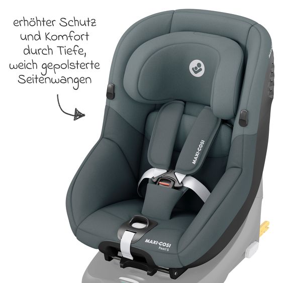 Maxi-Cosi Reboarder-Kindersitz Pearl S i-Size ab 3 Monate - 4 Jahre (61 cm - 105 cm) inkl. Isofix-Basis FamilyFix S & Rückenlehnenschutz - Tonal Graphite