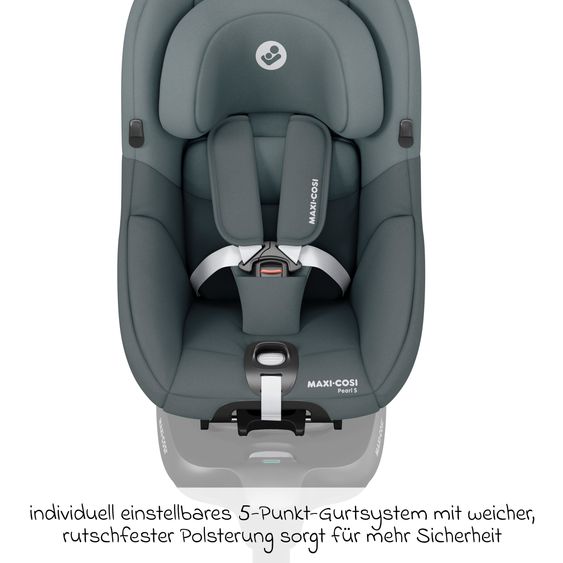 Maxi-Cosi Reboarder-Kindersitz Pearl S i-Size ab 3 Monate - 4 Jahre (61 cm - 105 cm) inkl. Isofix-Basis FamilyFix S & Rückenlehnenschutz - Tonal Graphite