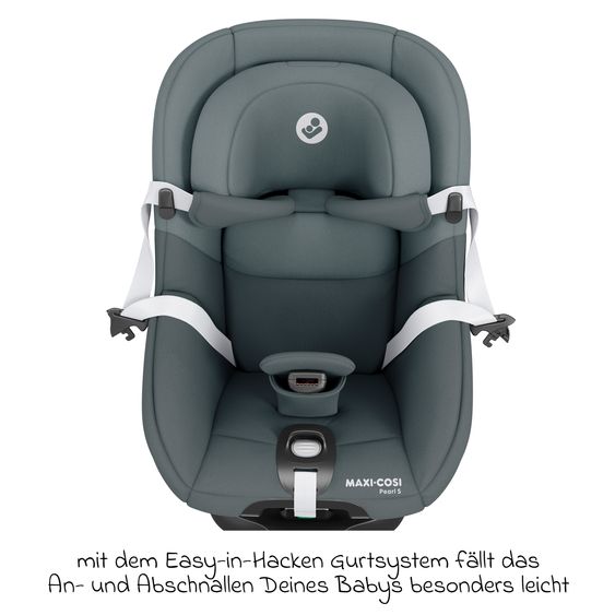 Maxi-Cosi Reboarder-Kindersitz Pearl S i-Size ab 3 Monate - 4 Jahre (61 cm - 105 cm) inkl. Isofix-Basis FamilyFix S & Rückenlehnenschutz - Tonal Graphite