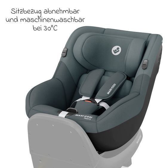 Maxi-Cosi Reboarder-Kindersitz Pearl S i-Size ab 3 Monate - 4 Jahre (61 cm - 105 cm) inkl. Isofix-Basis FamilyFix S & Rückenlehnenschutz - Tonal Graphite