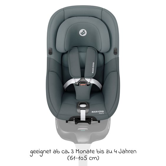 Maxi-Cosi Reboarder-Kindersitz Pearl S i-Size ab 3 Monate - 4 Jahre (61 cm - 105 cm) inkl. Isofix-Basis FamilyFix S & Rückenlehnenschutz - Tonal Graphite