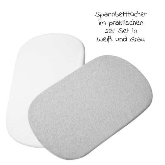 Maxi-Cosi Spannbetttuch 2er Pack für Beistellbett Iora - Weiß / Grau