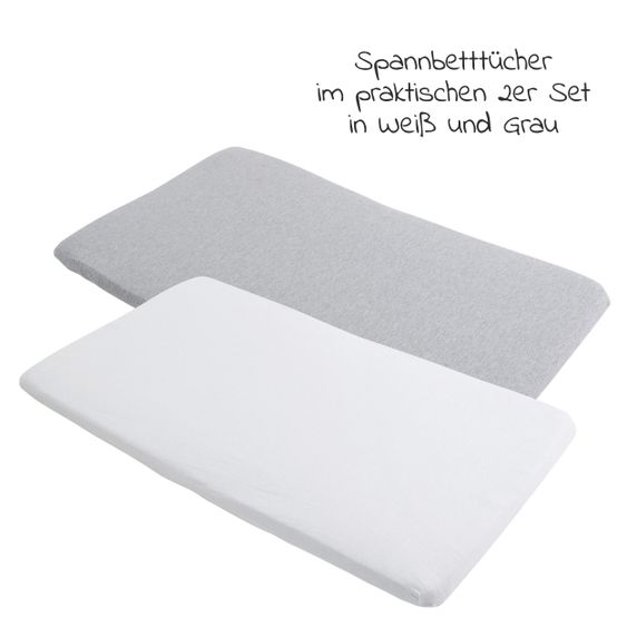 Maxi-Cosi Spannbetttuch 2er Pack für Reisebett Iris - Weiß / Grau