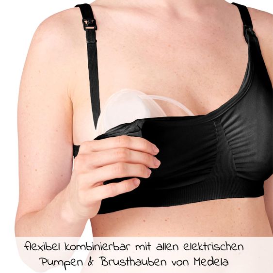Medela 3-in-1 Still- und Abpump-BH + Gratis Einweg-Stilleinlage 36er Pack Ultra Thin - Schwarz - Gr. S