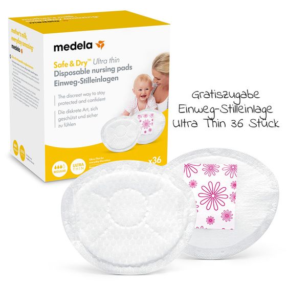 Medela 3-in-1 Still- und Abpump-BH + Gratis Einweg-Stilleinlage 36er Pack Ultra Thin - Schwarz - Gr. S