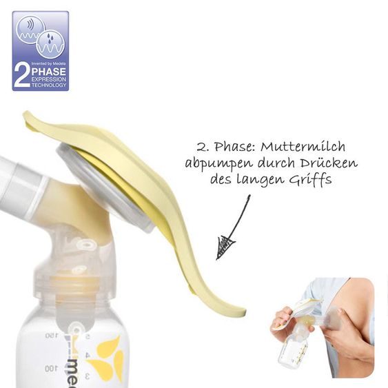 Medela Hand-Milchpumpe Harmony - Pump & Feed Set + Gratis 2x PP-Flasche 150 ml