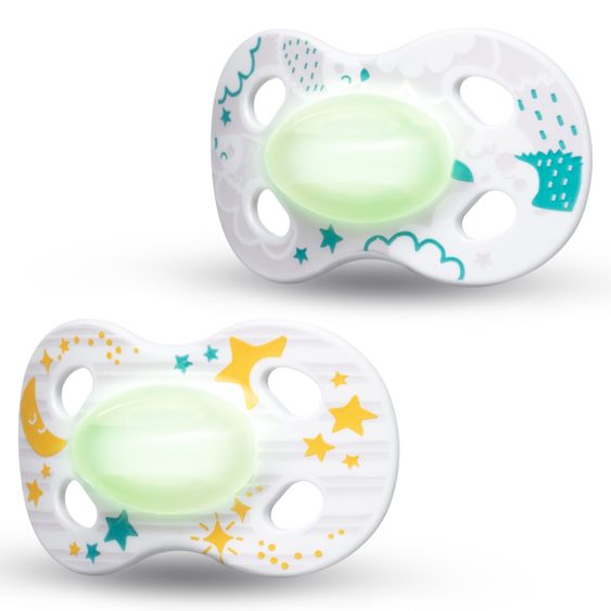 Medela Ciuccio luminoso 2-pack Night & Night 0-6 M - cielo stellato / riccio