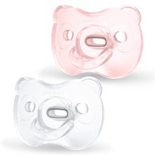 Pacifier Soft Silicone DUO 0-6 M - Light Pink & Transparent