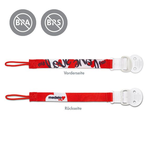 Medela Schnullerkette - Weiß Rot