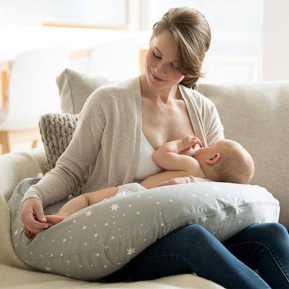 Medela Stillkissen 170 cm - Sterne - Grau Weiß
