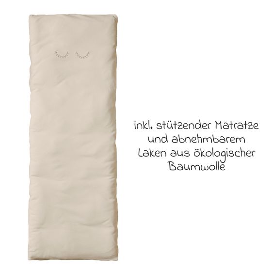 Membantu Federwiege Premium ab 5 kg bis 15 kg belastbar mit Bio-Baumwolle inkl. Matratze & Himmel - Nature