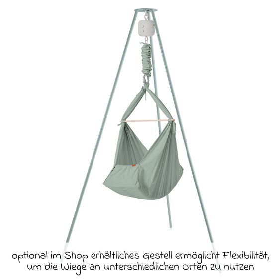 Membantu Federwiege Basic ab 5 kg bis 15 kg belastbar mit Bio-Baumwolle inkl. Matratze - Sage Green