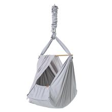 Federwiege Premium ab 5 kg bis 15 kg belastbar mit Bio-Baumwolle inkl. Matratze & Himmel - Grey