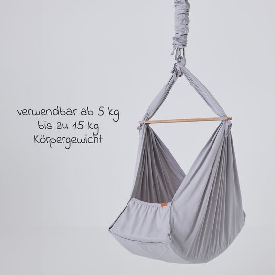 Membantu Federwiege Premium ab 5 kg bis 15 kg belastbar mit Bio-Baumwolle inkl. Matratze & Himmel - Grey