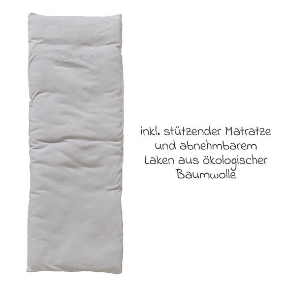 Membantu Federwiege Premium ab 5 kg bis 15 kg belastbar mit Bio-Baumwolle inkl. Matratze & Himmel - Grey