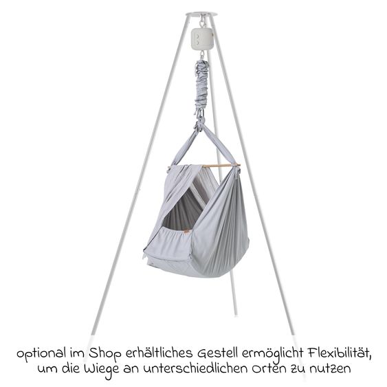 Membantu Federwiege Premium ab 5 kg bis 15 kg belastbar mit Bio-Baumwolle inkl. Matratze & Himmel - Grey