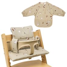 Set accessori seggiolone 2 pz. Cuscino per seggiolino & bavaglino con maniche - Animali della Foresta