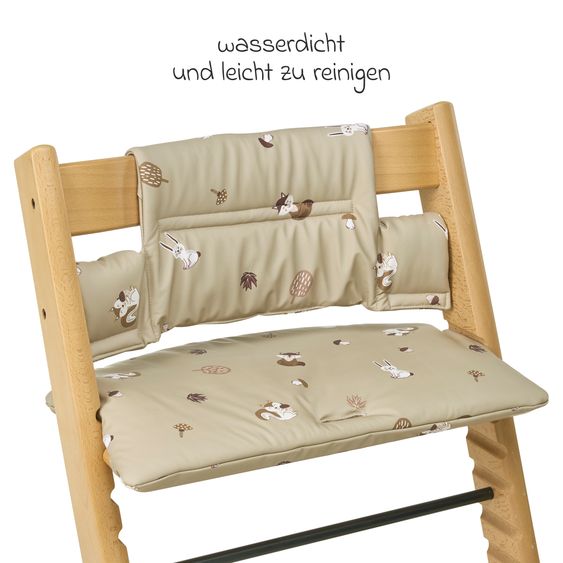 Meyco Set accessori seggiolone 2 pz. Cuscino per seggiolino & bavaglino con maniche - Animali della Foresta