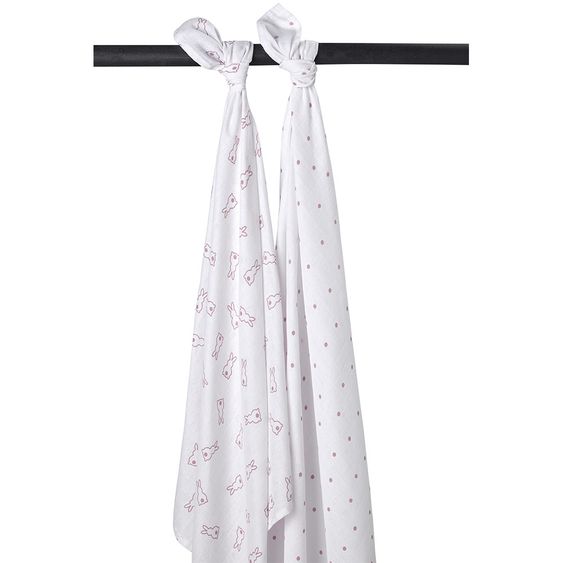 Meyco 2er Pack Swaddle X Mrs. Keizer 120 x 120 cm - Rabbits - Lilac